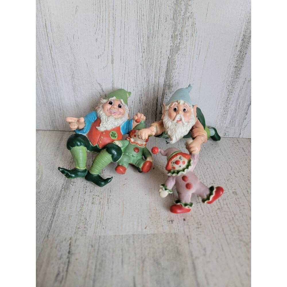 Enesco elf sitters vintage Xmas decor figure unique home clown